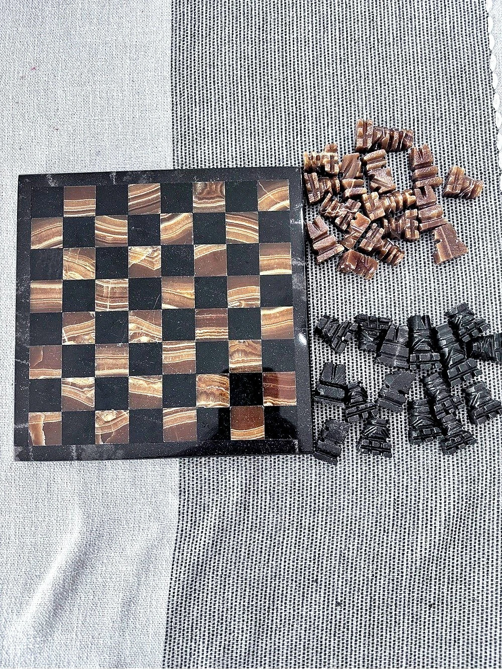 Marble & onnyx Chess Board Game Black & Brown